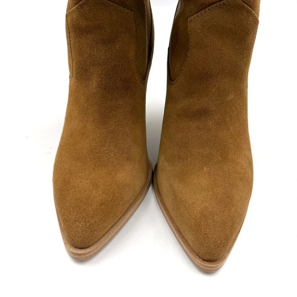 Steve Madden Landy Over The Knee Boots Western Block Heel Chestnut Suede 6.5